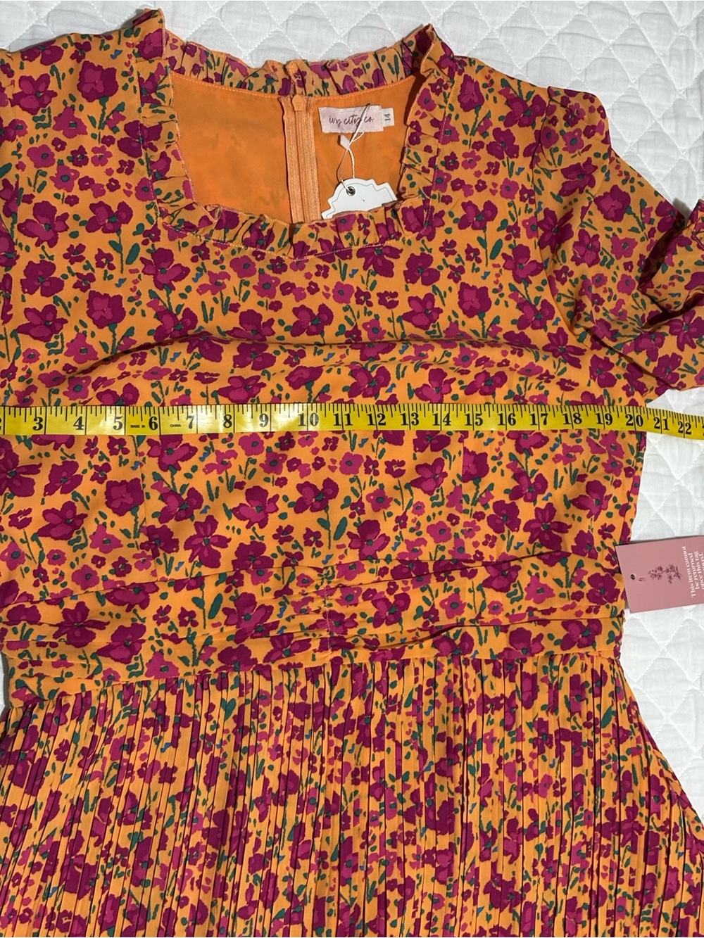 NWT Ivy City Co Orange and Pink Floral Tiered Mini Dress Size 14 - Picture 11 of 15